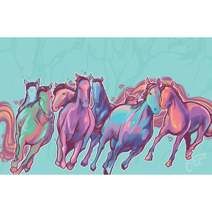 Sorbet Horses 11x17 Modern Art Print